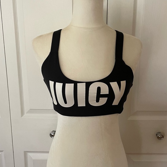 Juicy Couture Logo Cross Back Sports Bra. Black. size XS - Picture 7 of 10